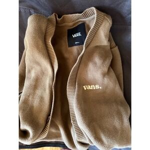 Vans Cardigan Sweater Knit Tan Logo Men's Small